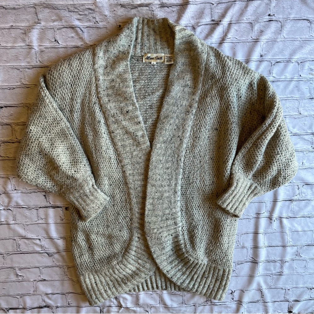 Vintage Allison Smith Knit Cardigan Medium Shoulder Pads Coastal Openfront